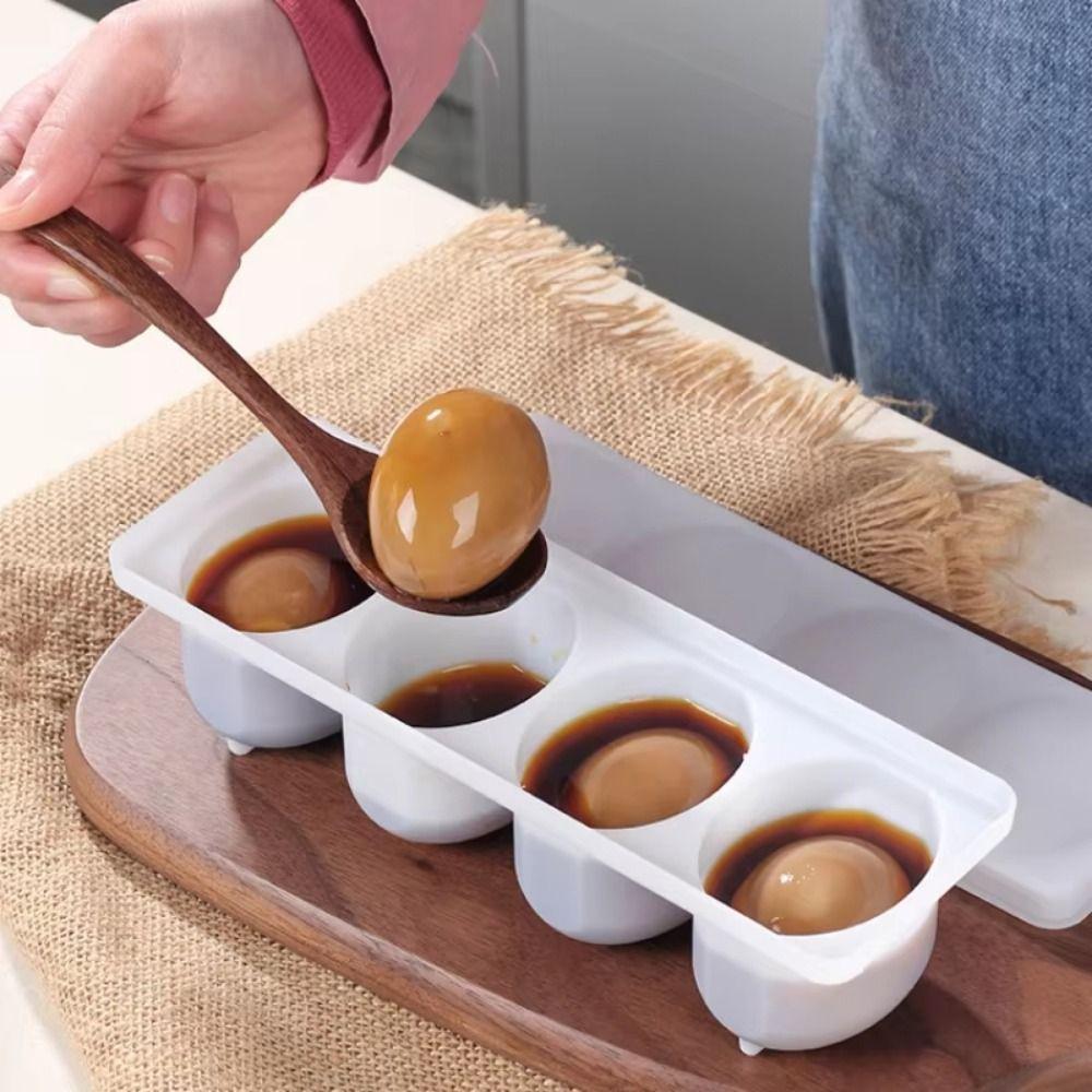 4 Grids Boiled Egg Making Box Sealed Braised Egg Box Creative Pickling Egg Box Halogen Eggs