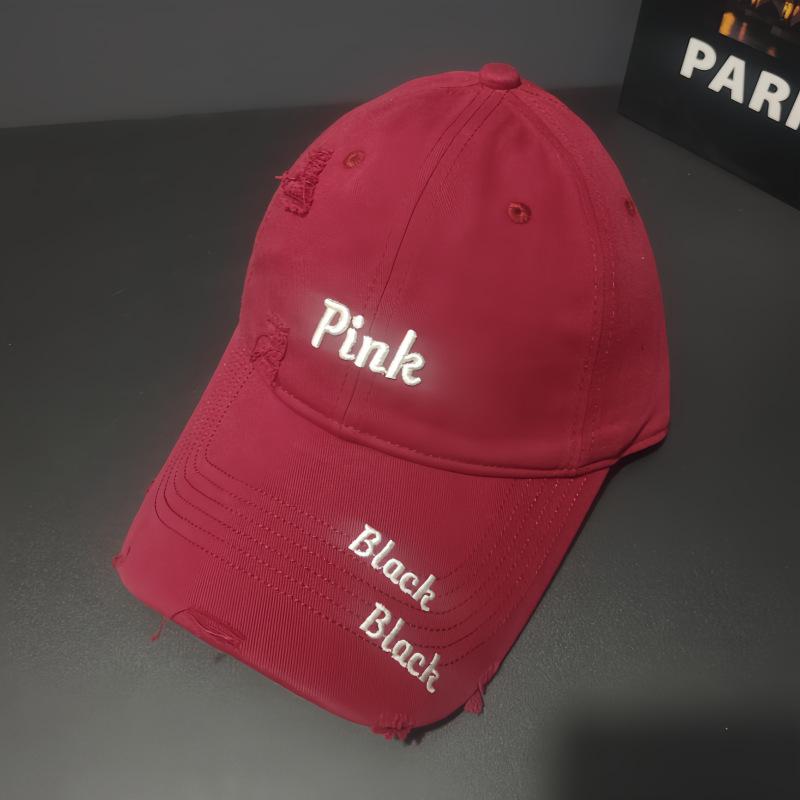 American soft top ripped letter baseball cap men's and women's trendy brand cap showing face small embroidery hat