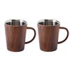 Stainless Steel Mug Mug Hollow Double Layer Structure 360ml Pair Set Dishwasher Safe Wood Design Gift Approx. WD-5005AW