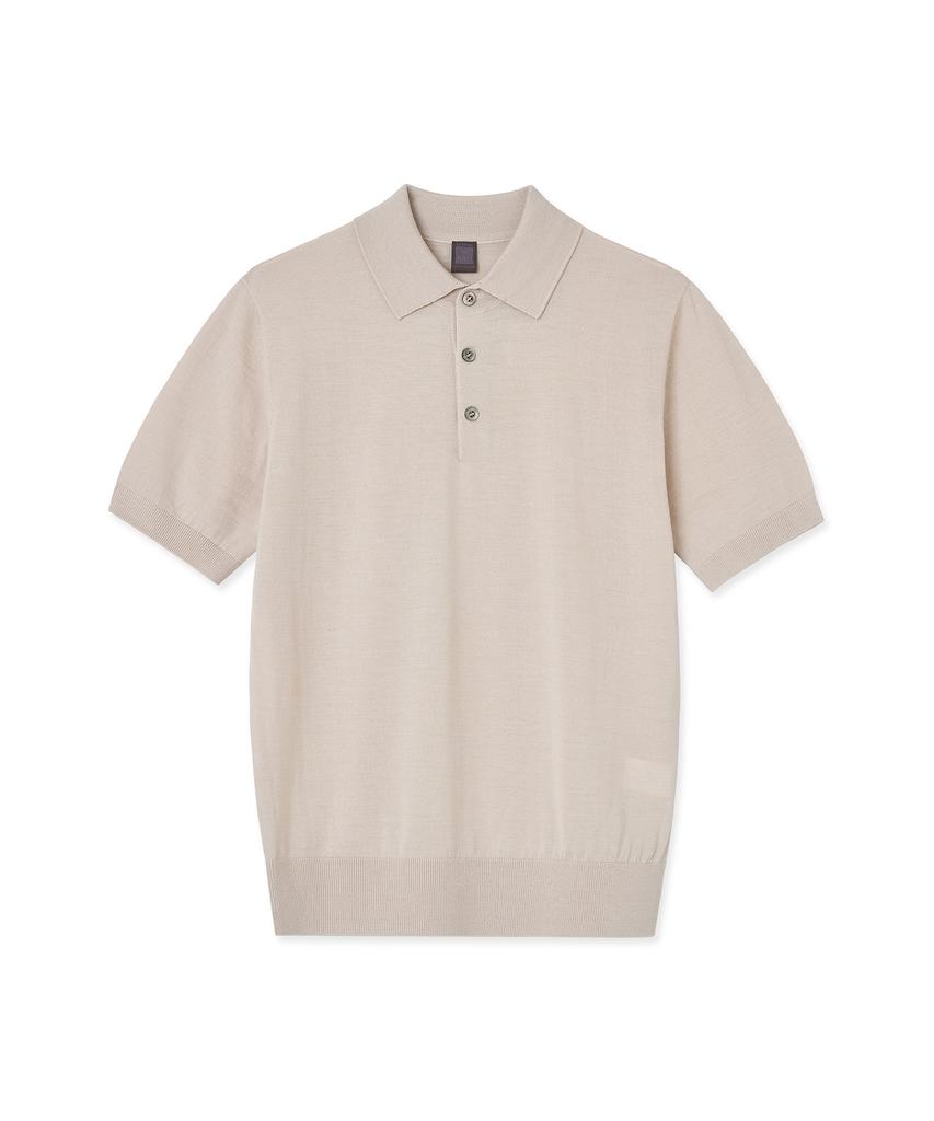 IOLO Silk Blended Half Polo_Pink Beige