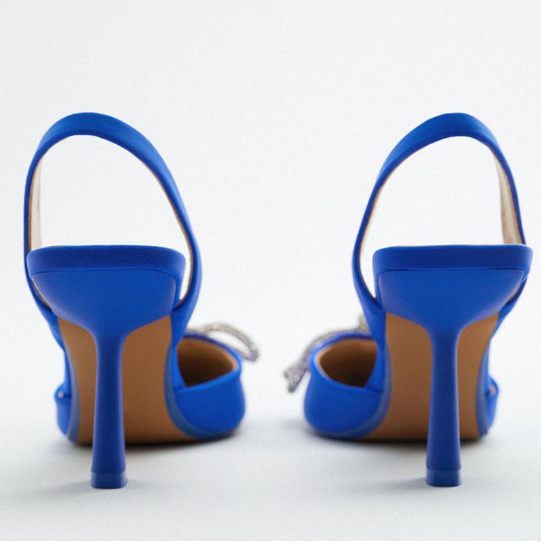 Модные женские туфли с бантом на высоком каблуке, сексуальные прозрачные, роскошные, фиолетовые, свадебные туфли 2024 года, популярные модные туфли со стразами на высоком каблуке для вечеринок