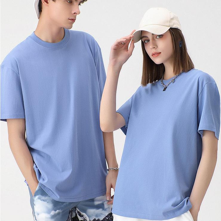 Pure Cotton T Shirts Women Men Solid Color Round Neck Short Sleeve Tee Casual Combed Cotton Unisex T-shirt