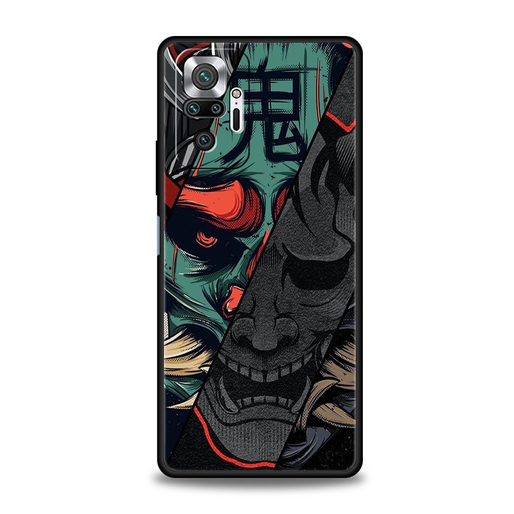 Чехол для телефона Japan Samurai Oni Mask для Xiaomi Redmi Note 14 13 5G 10 11 12 Pro Plus 4G 14C 13C 12C 10C Черный