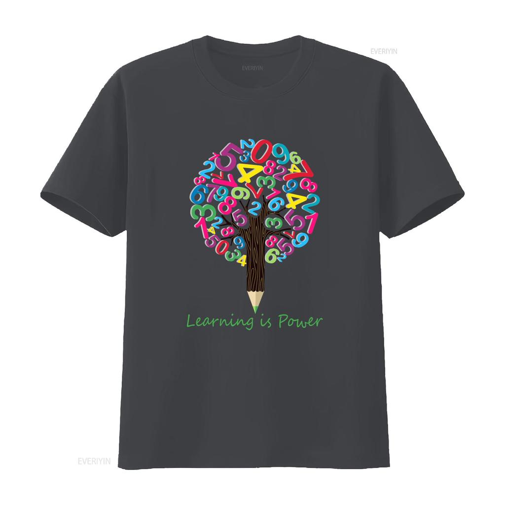 National Numeracy Day Maths Number Tree T Shirt for Boys Girls Kids Learning is Power Design vintage Washed Casual Soft