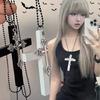 Y2K Черно-белый деревянный крест Длинные подвески Ожерелья Готический Панк Цепочка Чокер Ожерелье для Женщин Мужчин Модные Украшения Подарки на Вечеринку