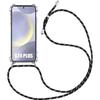 Protective Case - Shockproof - for Samsung Galaxy S24 Plus - Transparent - Adjustable Black Lanyard Included - Flexible