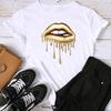 (Asian Size) Fashion Print Graphic Tee Female Lip Style Trend Cute Lovely Casual T Clothing Casual Women's Top Short Sleeve T-shirt