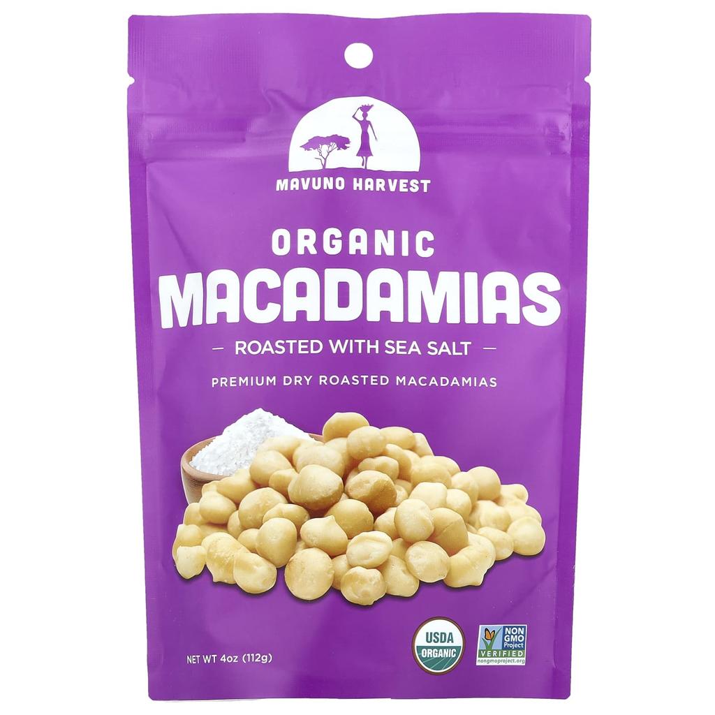 Mavuno Harvest Органическая макадамия, обжаренная с морской солью, 112 г (4 унции)