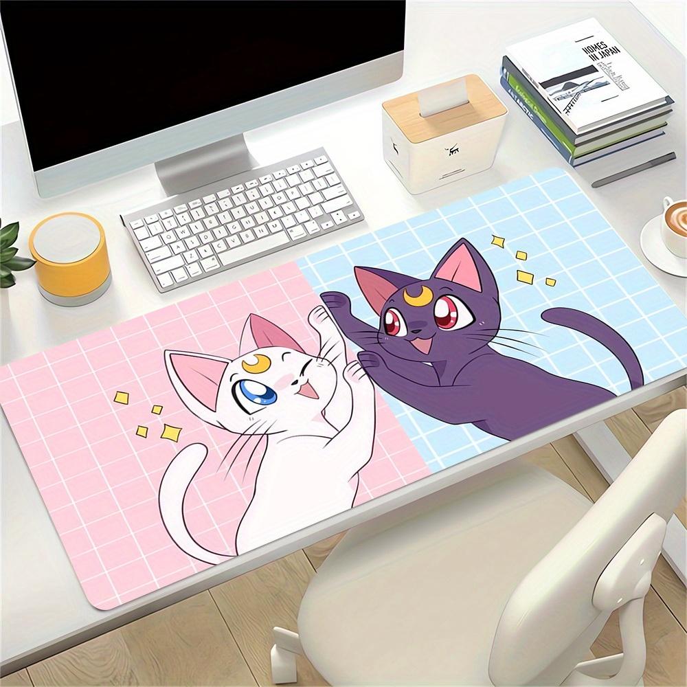 Large Multi-Size Non-Slip Rubber Base Cats, Friendship, Anime Mouse Pad, Stitched Edges Keyboard Desk Mat for School, Office, Home, Gift for