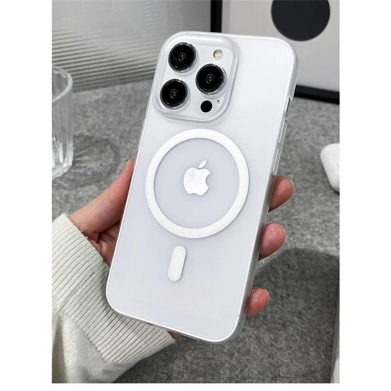 Роскошный ультратонкий матовый магнитный беспроводной зарядный прозрачный чехол для iPhone 16 15 14 Plus 13 16 Pro Max Magsafe ударопрочный жесткий защитный чехол для ПК