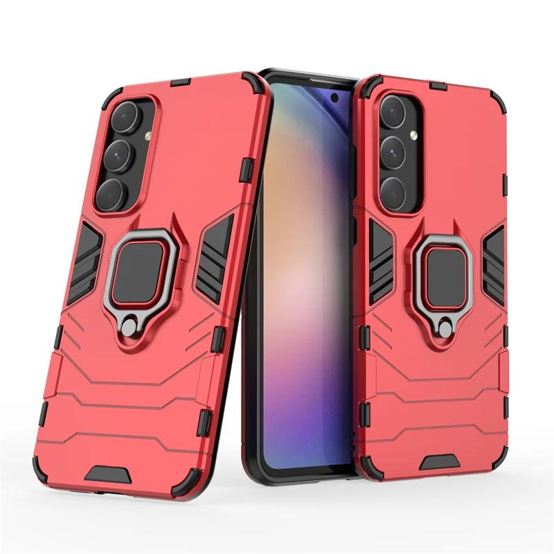 For Samsung Galaxy A55 5g Back Cover Phone Case Shockproof Armor Anti-Fall Metal Ring Holder Magnetic Protect SM-A556 Coque