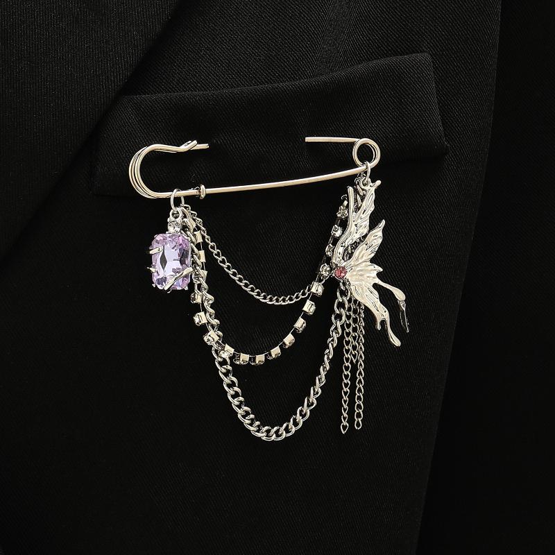 Панк Брошь с кисточкой Любовь Бабочка Цепь Скрепка Многоэлементная Ретро Цепь для брюк Крутые Хип-хоп Готические Броши Аксессуары