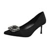 Fashion Women's High Heels Summer New Pointy Rhindiamonds Shallow Cut Wedding Shoes Fashion Temperament Stiletto Heels Party Shoes