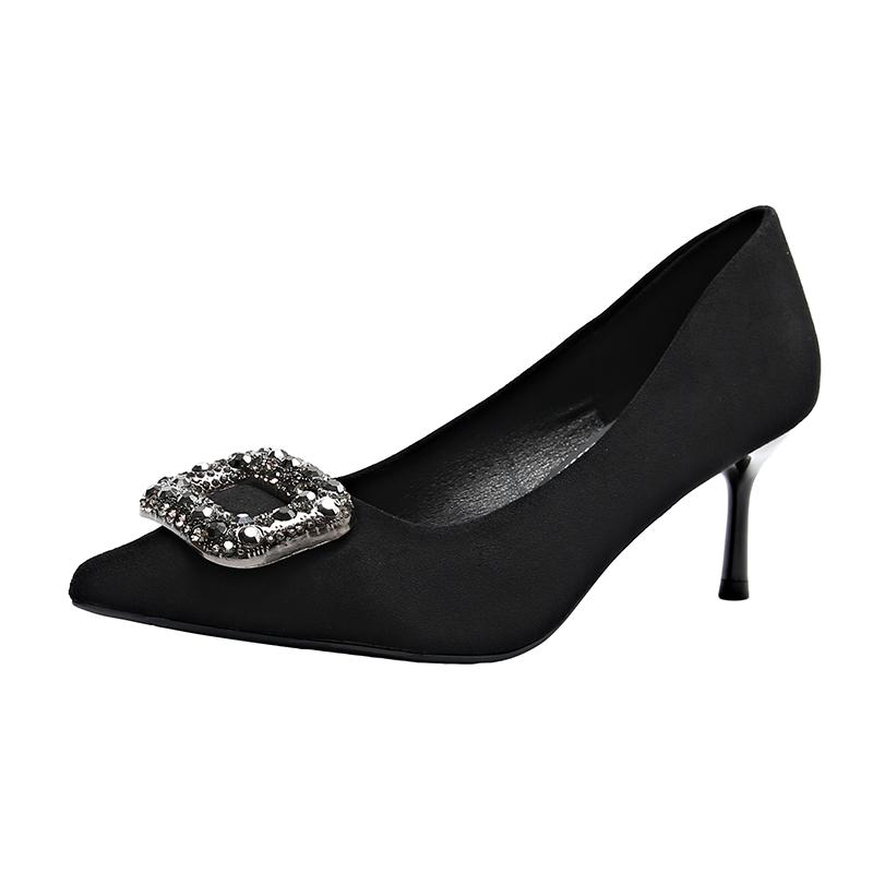 Fashion Women's High Heels Summer New Pointy Rhindiamonds Shallow Cut Wedding Shoes Fashion Temperament Stiletto Heels Party Shoes