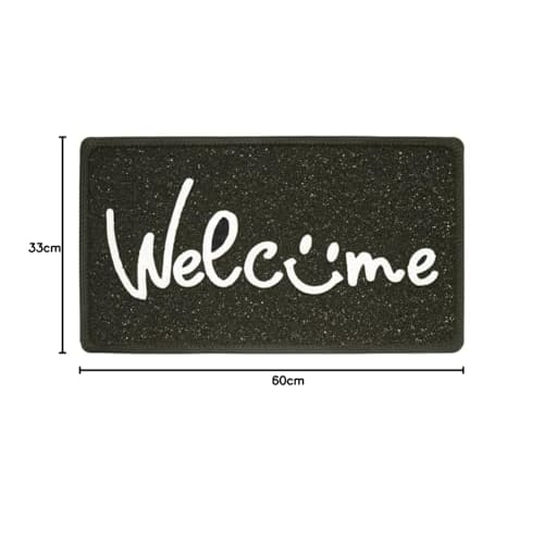 KEYSTONE Outdoor Doormat, TEXT, Black, W60 X L33cm, PVC Embossed, Smile, PVEMSMTB