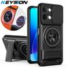 KEYSION Магнитный чехол для телефона для IQOO Z11X 5G с защитой камеры-слайдером, вертикальной подставкой-кольцом, противоударной задней крышкой для VIVO Y31d