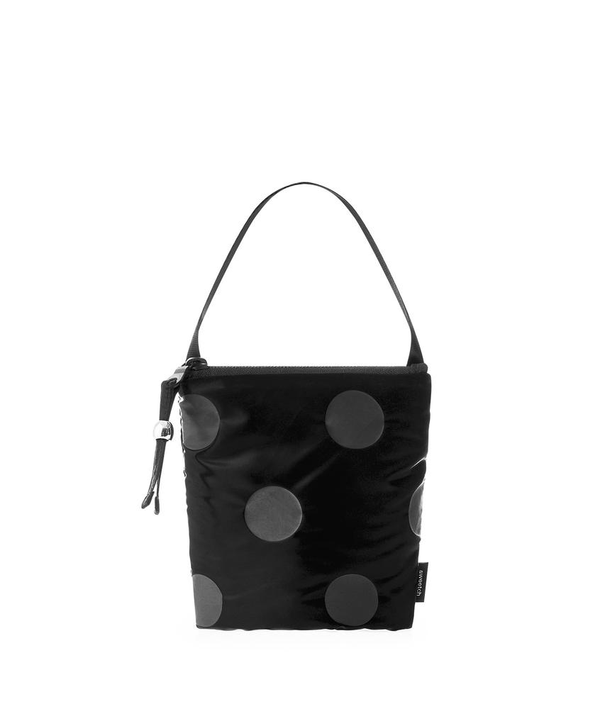 Косметичка Sweetch Handle Pouch 001 Глянцевая черная в горошек