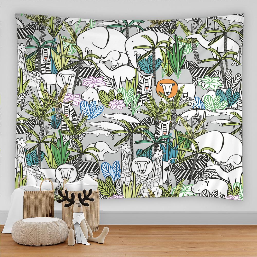 Гобелен с тропическим лесом, растениями и животными, природный пейзаж, богемный художественный гобелен в стиле хиппи, матрас, украшение для дома