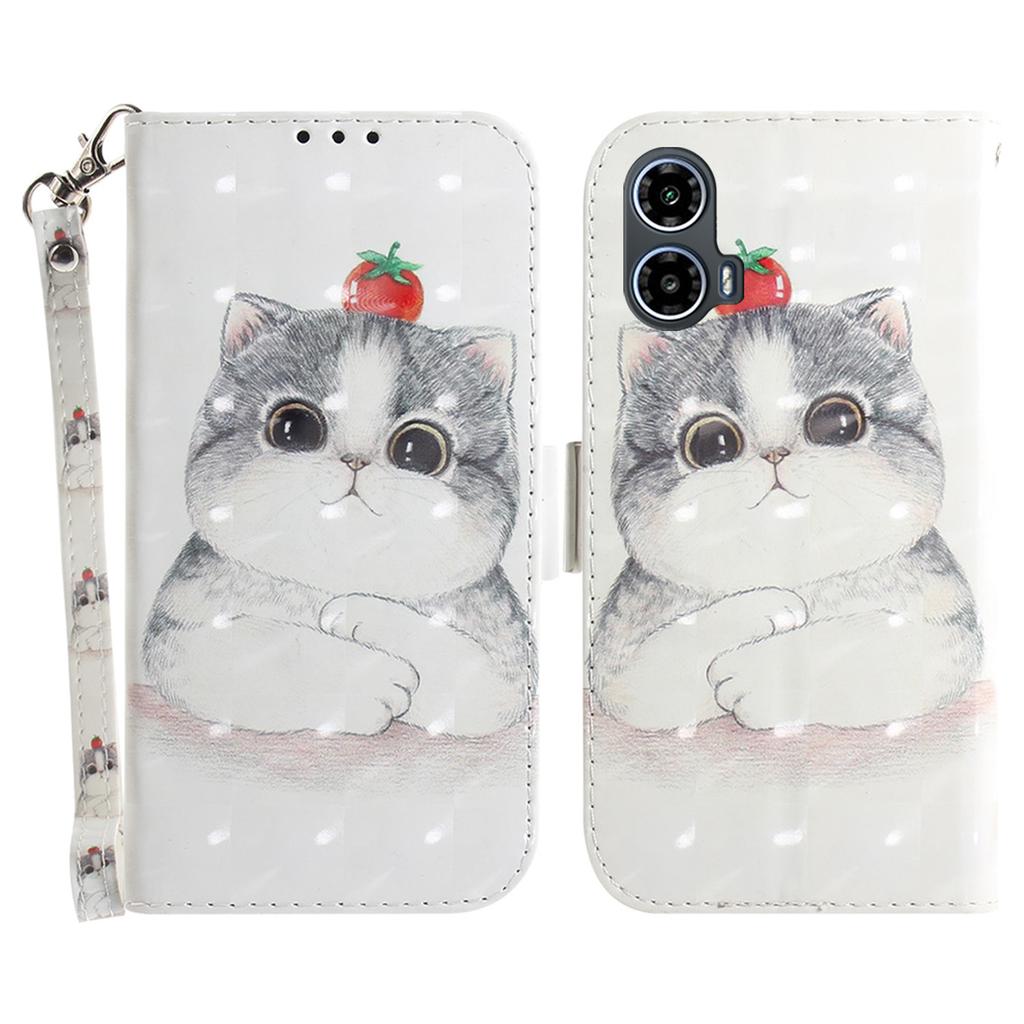For Motorola Moto E14 4G/G04 4G/G04s 4G/G24 4G Cover Pattern Printing PU Leather Wallet Phone Case with Strap
