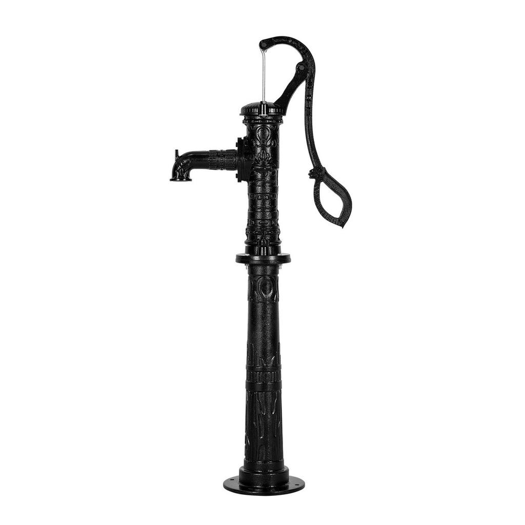 Well Hand Pitcher Pump, 20 ft Max Lift, Antique Cast Iron Manual Hand Water Pump with Heightening Base, NPT 1-1/4 in Connection, Easy Installation,