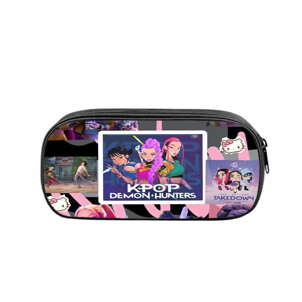 Huntrix Kpop студенческий принт пенал Kpop охота на ведьм женская группа студенческое хранение канцелярская сумка пенал