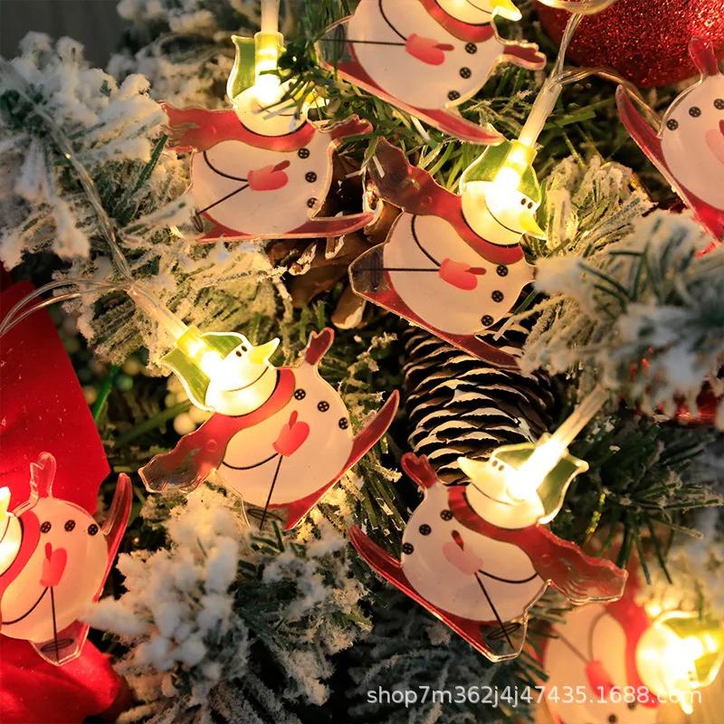 2025 Новый светодиодный рождественский декоративный светильник, гирлянда, снеговик, рождественская елка, Санта-Клаус, рождественская атмосфера, украшения, огни