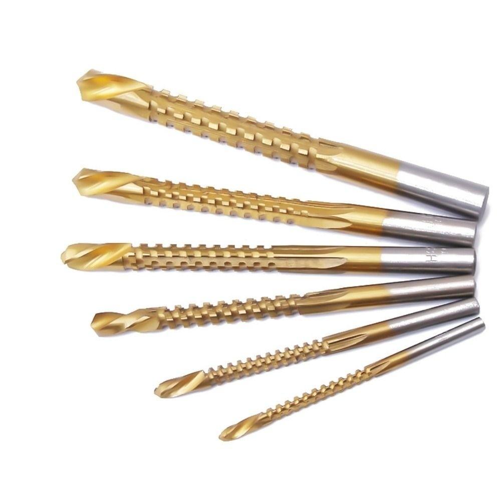 6pcs Multi-functional Twist Bore Bits 3-8MM HSS Drill Bits 3 in 1 Grooving Drills Thin Iron Plate
