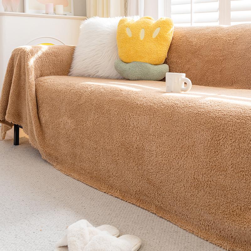 Autumn and Winter Plush Sofa Towel Thickened Warm Anti-Scratching Cloth Sofa Cover Cream Style All-Inclusive Sofa Cover