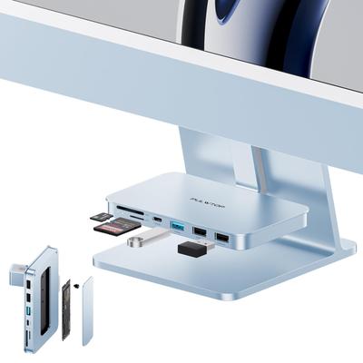 PULWTOP 7 в 1 USB-C хаб для iMac со слотом для NVMe SSD Не аксессуары для iMac Тип крючка USB-C хаб 1 x 1 x 2 x 1 x Кардридер для iMac Studio Display Синий