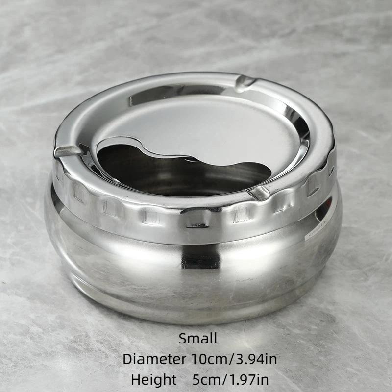 Stainless Steel Ashtray with Windproof Lid Rust Proof Easy to Clean 3 Sizes for Home Outdoor Hiking Travel Use