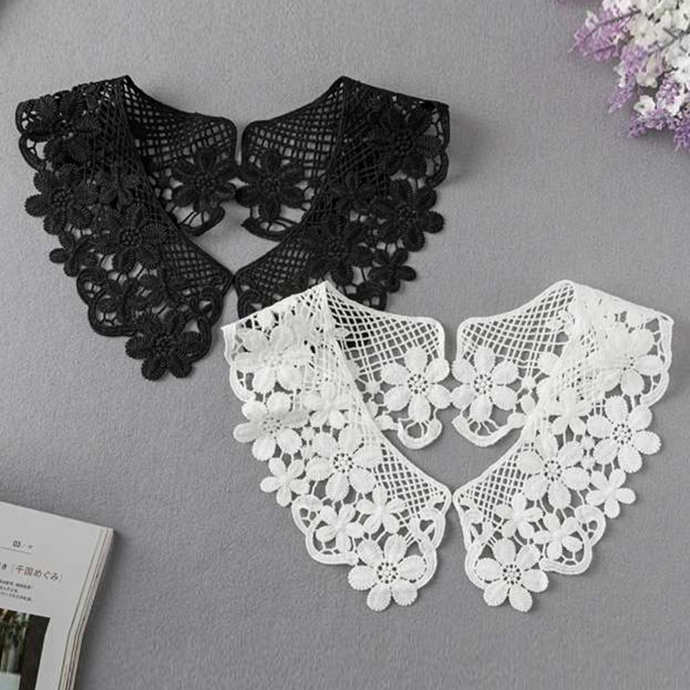 Women's Fashion Decoration Fake Collar Vintage Hollow Lace Crochet Neckline Detachable Shirt Blouse Flase Collar Lolita Girls