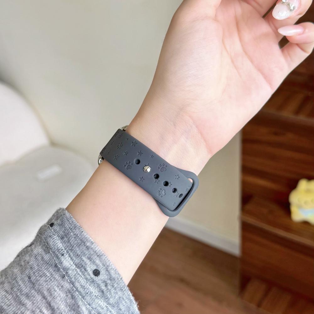 Силиконовый спортивный ремешок с принтом кошачьей лапы для Apple Watch S7‑11 SE Ultra2 44‑49 мм