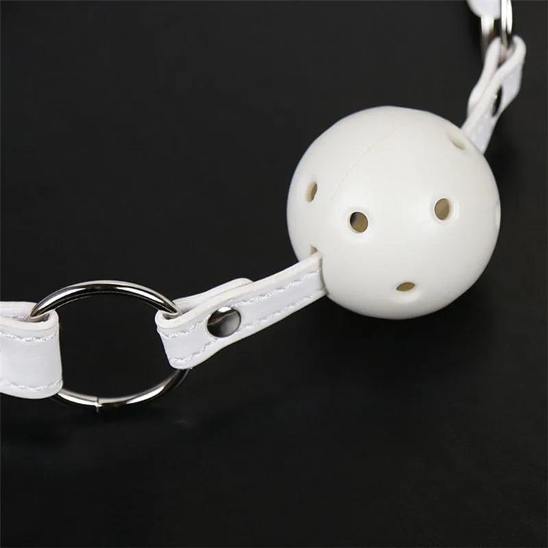 45mm White PU Leather Breathable Ball Gag Mouth Restraint  Erotic Sexy Cosplay Flirting Sex Toys For Couples Adult Games