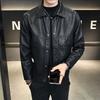Мужская куртка Весна и Осень Новая Коричневая из ПУ кожи Приталенная Короткая Ретро Мужская одежда Пальто