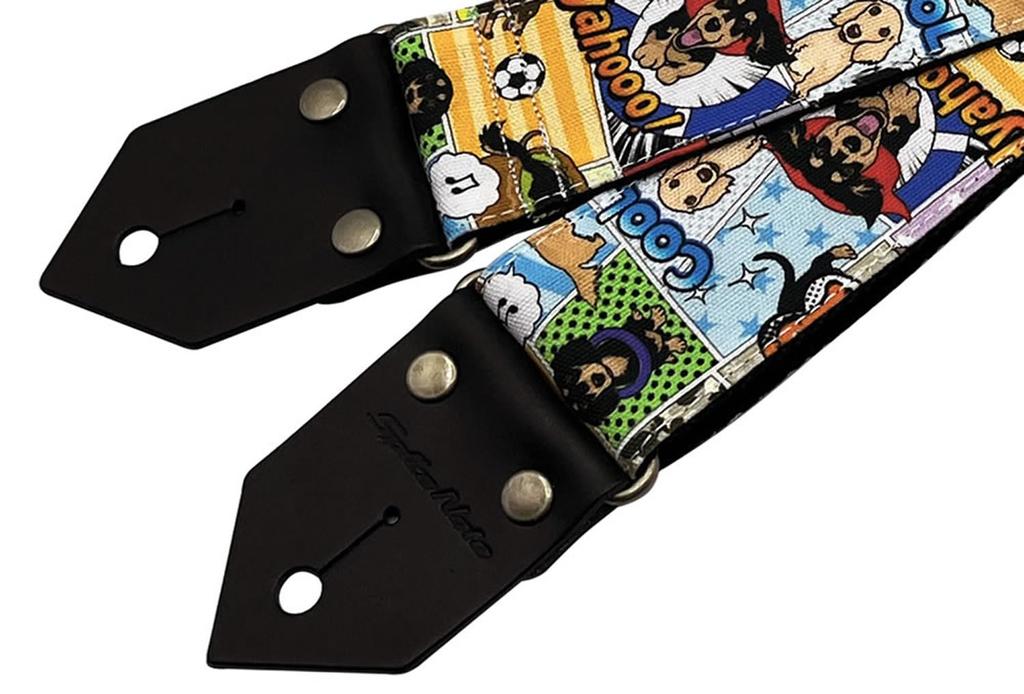 Spice Note Guitar Strap PP50 Series Polypropylene American Made In Length Dachshund "AmeComi Dogs" - Fabric, Comic-Style Design, Japan, 820mm-1450mm,