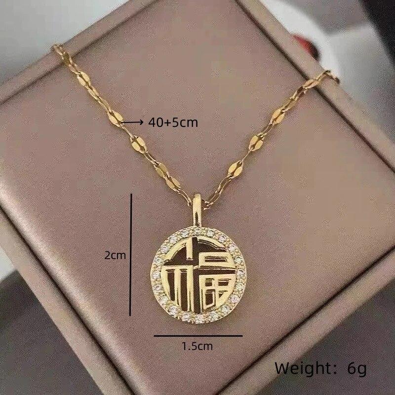 1 Pcs Light Luxury Cool Wind Small Diamonds Heart Copper Pendant With Stainless Steel Chain Collarbone Necklace