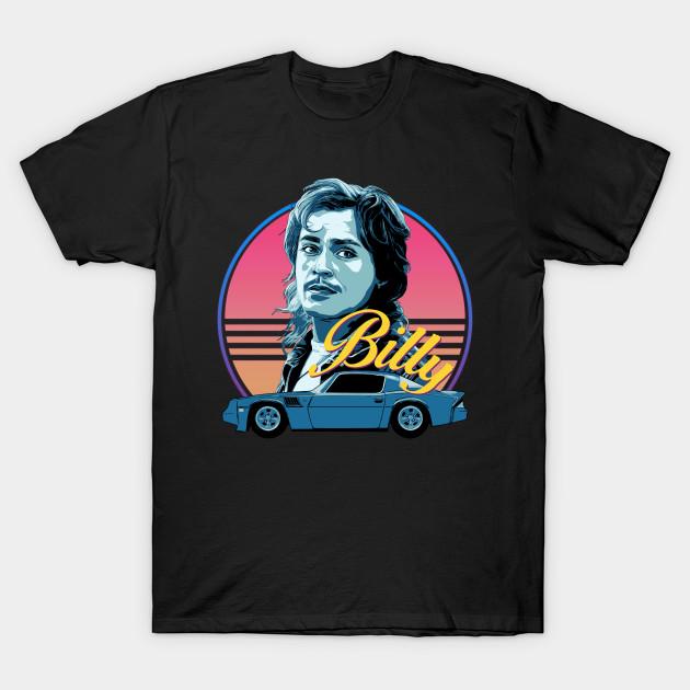 Men Black Print T-shirt Billy Hargrove Stranger Things No-Cut Transfer Paper Print Cotton Tshirt