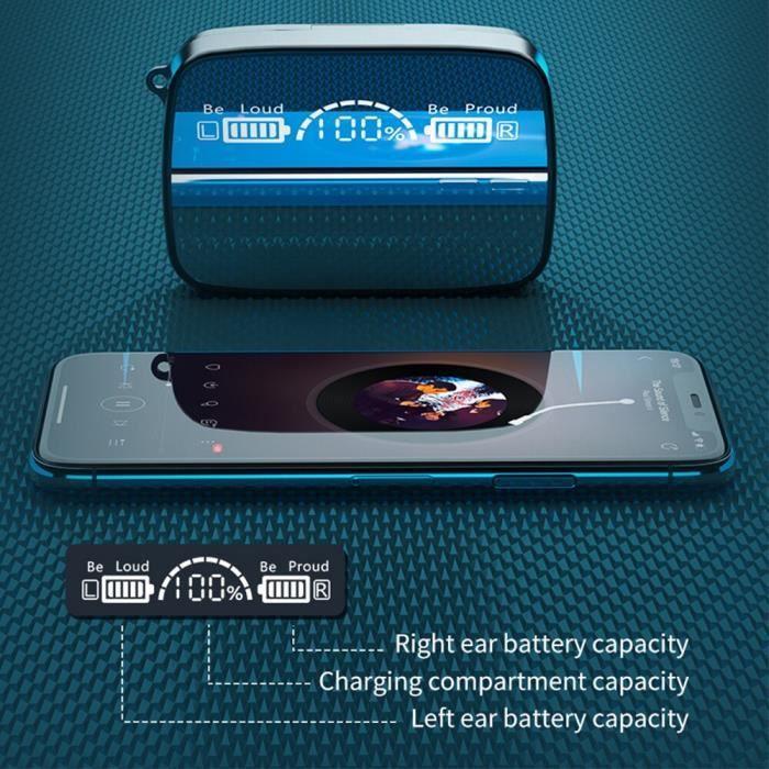 Écouteurs sans fil Bluetooth 3500 mAh, oreillettes de sport étanches, casque stéréo avec Microphones HD, nouveau [7220600]