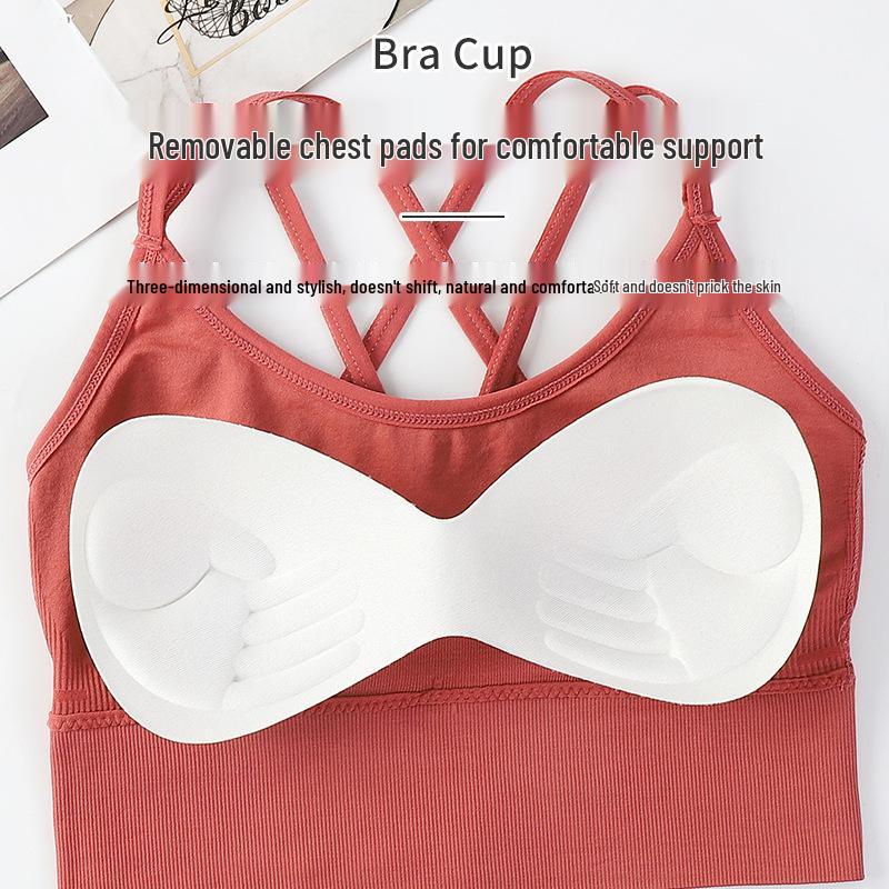 Plus Size Ribbed Strappy Sports Bra - Shockproof, Comfortable & Thin for Women’s Fitness