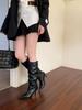 Темпераментные ботильоны на шпильке для женщин 2025 осень и зима складные ботфорты на высоком каблуке до колена Мода Spice girl европейский и американский стиль ботинки