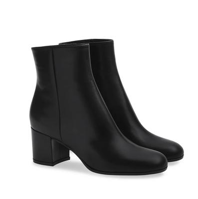 Мода 2025 Зимние Повседневные Простые Женские Ботинки Круглый Носок Массивный Каблук Слипоны Однотонные Ботильоны Средний Каблук Кожа/замша Большие Размеры Ботинки