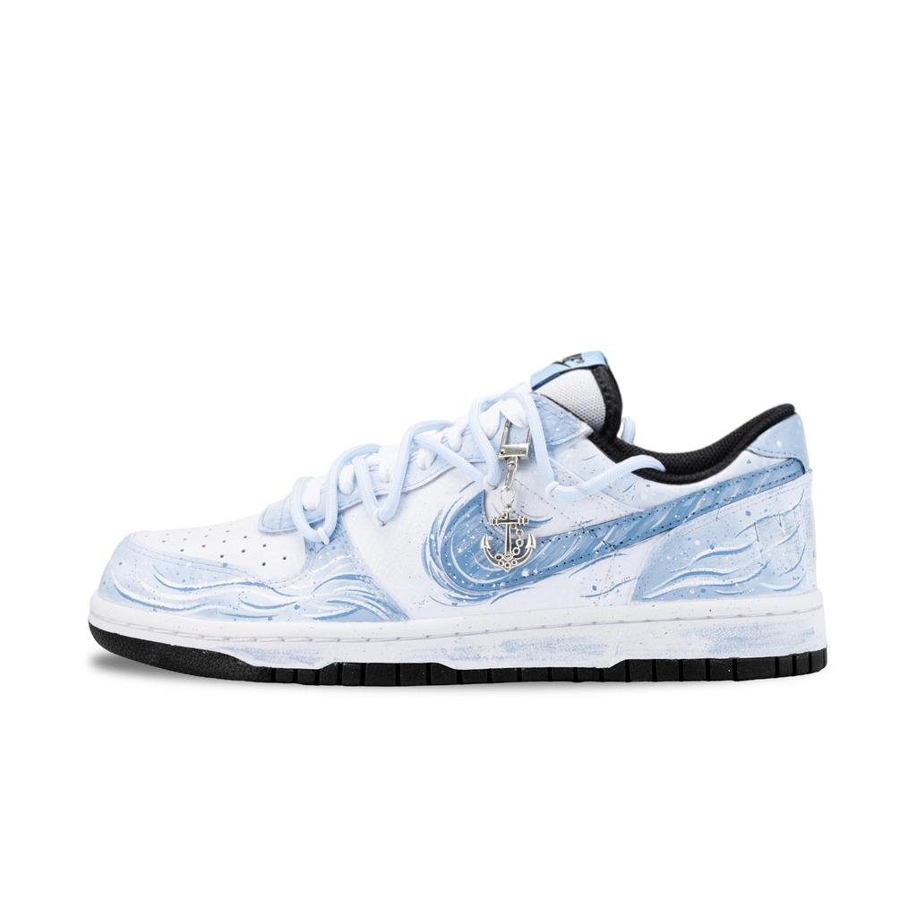 Nike Big Ocean Son Slip Resistant Abrasion Resistant Low top Skateboard Shoes Men's Blue White 355152-107(Team626-)