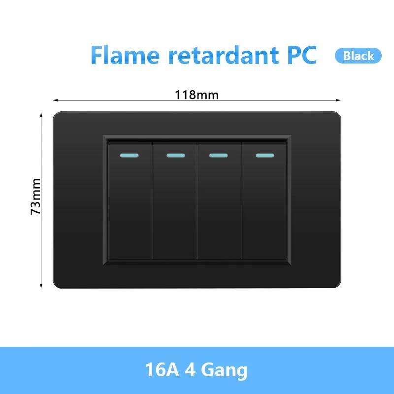 118 Тип Бразилия Корея Австралия США стандартный настенный выключатель света 16A панель ПК питание ВКЛ ВЫКЛ 1/2/3/4/Gang 2Way кнопочный переключатель