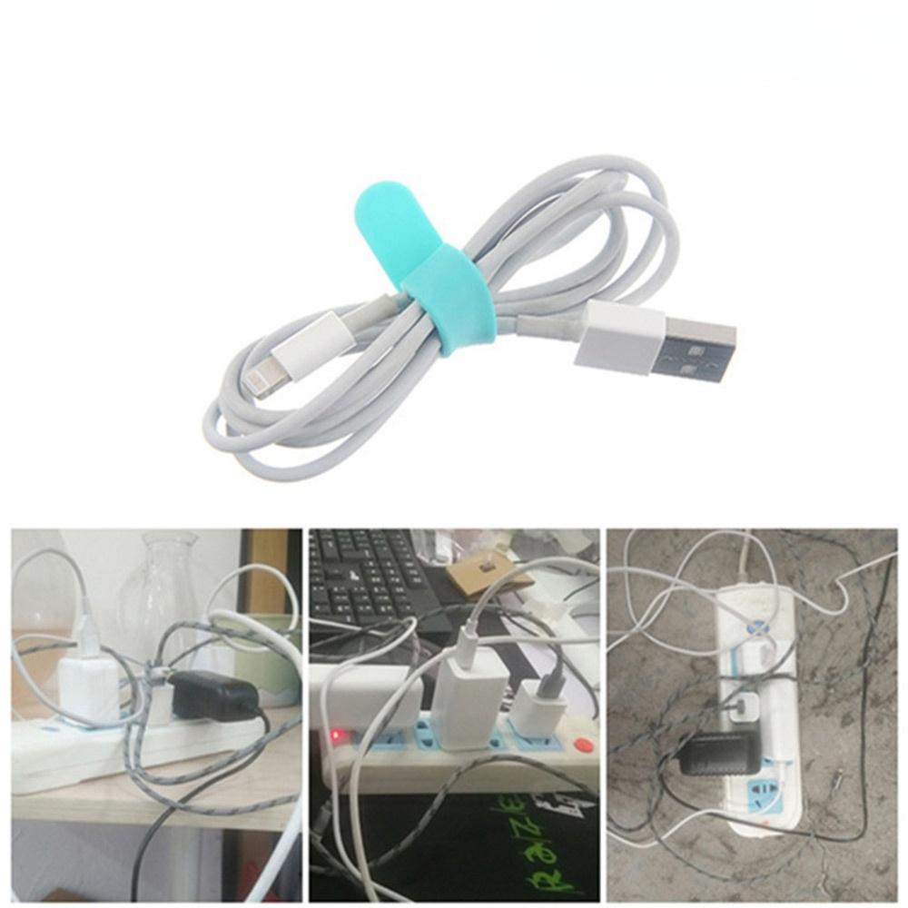 4/8 шт./уп. Мини силиконовые USB стяжки для кабелей, органайзеры для кабелей, мягкие ремешки, органайзер-намотка, зажимы для хранения