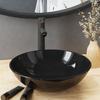 VidaXL Bathroom Sink with Faucet and Push Drain Tempered Glass, 42 X 14 Cm (Diam. X H), Black