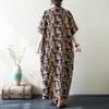 Dimanaf 2025 Women Plus Size Spring Summer Dress Casual Dress Basic Vintage Loose Long Printing Dress Maxi