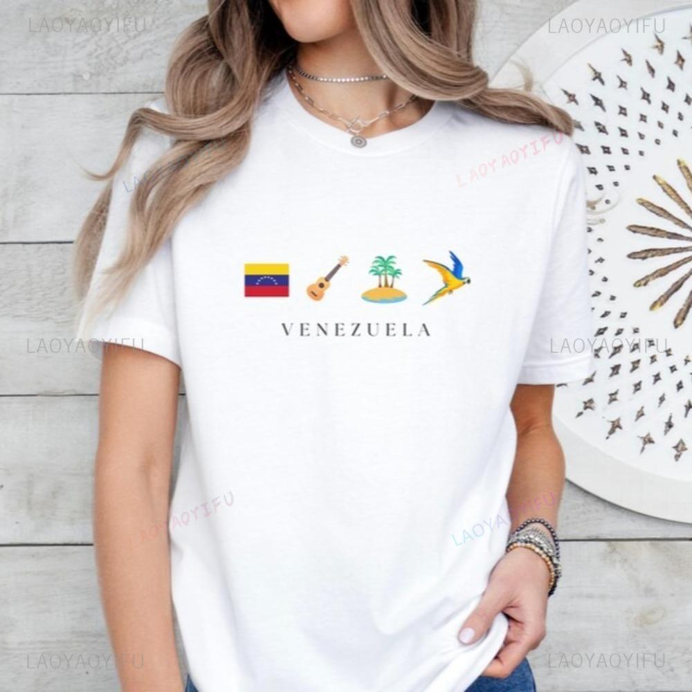 Venezuela Flag Scarlet Macaw Art Graphic Printed T Shirt Casual Fashion Loose Harajuku Unisex Streetwear Short Sleeve Unisex Tees