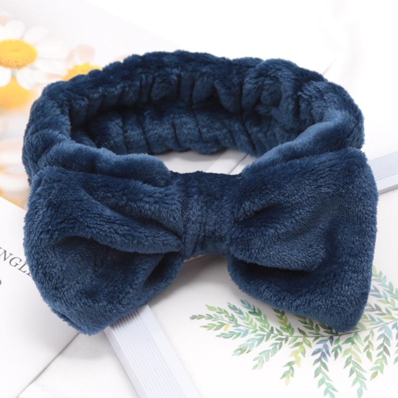 Soft Bow Headbands SPA Yoga Big Solid Color Coral Fleece Elastic Hair Bands Women Washing Face Cute Makeup Hairband Accessories
