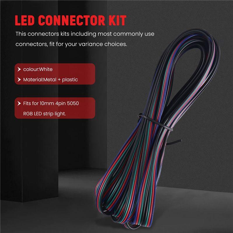 16 фев. 4 фута(5M) 4-контактный удлинительный кабель для RGB светодиодной ленты, наборы разъемов для светодиодных лент для гибкой RGB светодиодной ленты 5050