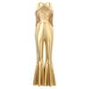 Kids Metallic Disco Dance Bodysuit: Sleeveless Sequins Tassels Jumpsuit with Back Invisible Zipper & Flared Pants